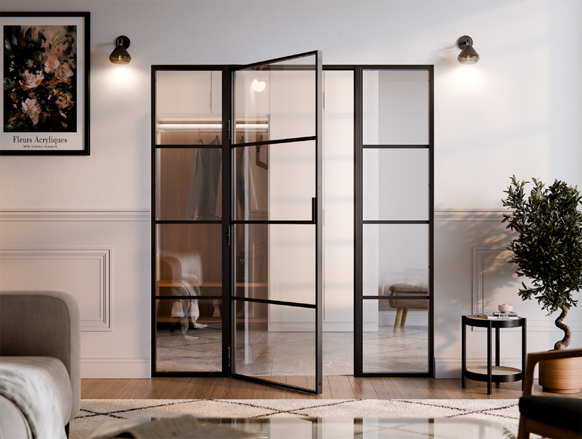 Drzwi jednoskrzydłowe LOFT Magnetic z naświetleniami bocznymi Symetryczne LUMINARE