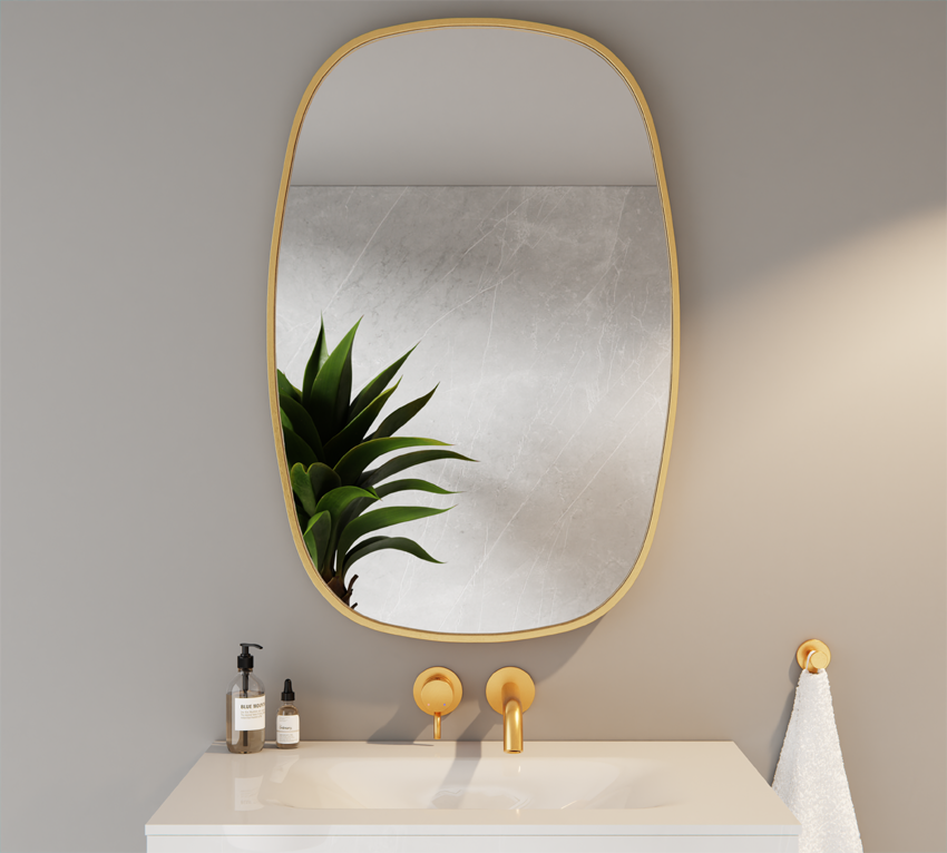 Lustro Ścienne w Złotej Aluminiowej Ramie 60x90cm MILENA