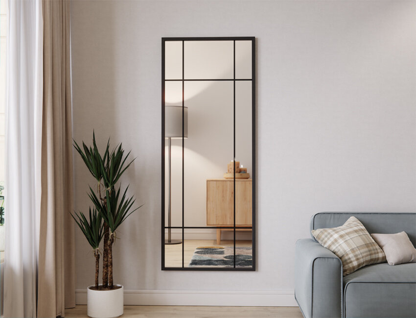 LUSTRO SREBRNE SZPROS LOFT 9 ASYMETRYCZNY MAL