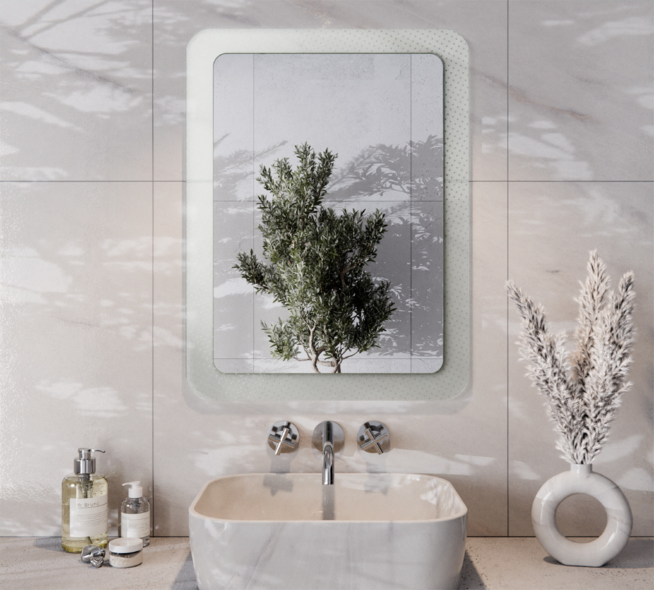 Lustro 60 x 80 cm Szkło Master Care Przejrzyste Zaokrąglone rogi LOGAN