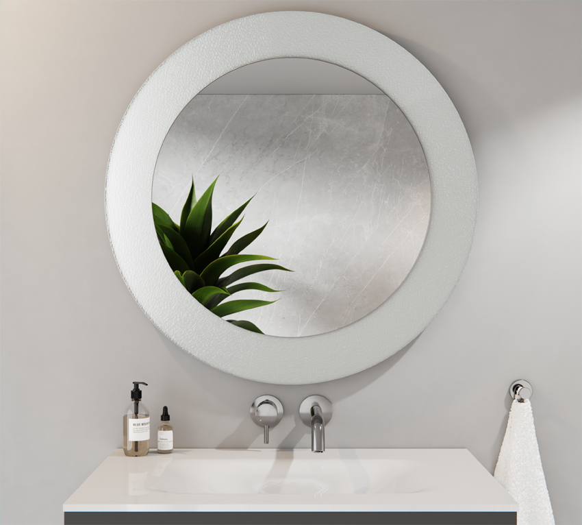 Lustro Okrągłe Srebrne 60cm Szkło Milenium Białe 80cm SELENA