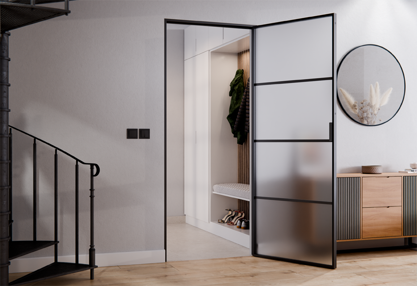 Drzwi Aluminiowe Slim MAGNETIC Loft Komplet z Ościeżnica 4 Pola