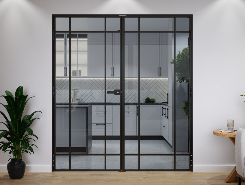 Drzwi Podwójne Aluminiowe Slim Loft 9 Pól Komplet z Ościeżnica