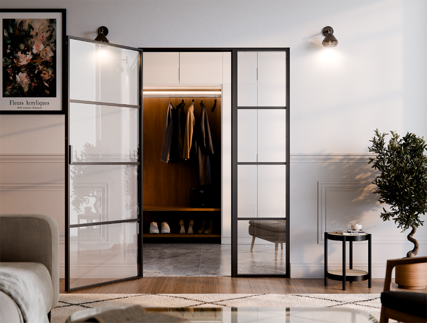 Drzwi jednoskrzydłowe LOFT Magnetic z naświetlem bocznym LUMINARE