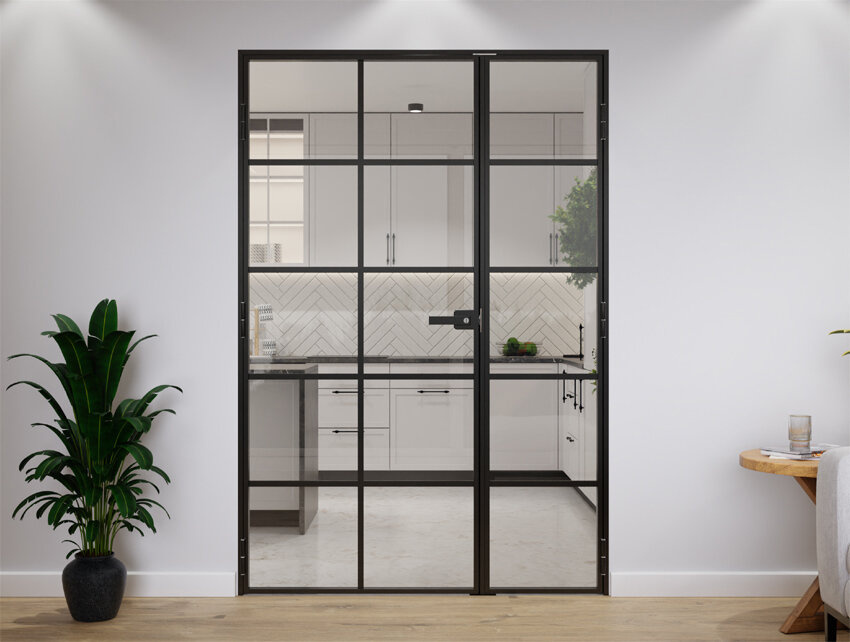 Drzwi Podwójne Aluminiowe Slim Loft 10 Pól Komplet z Ościeżnica