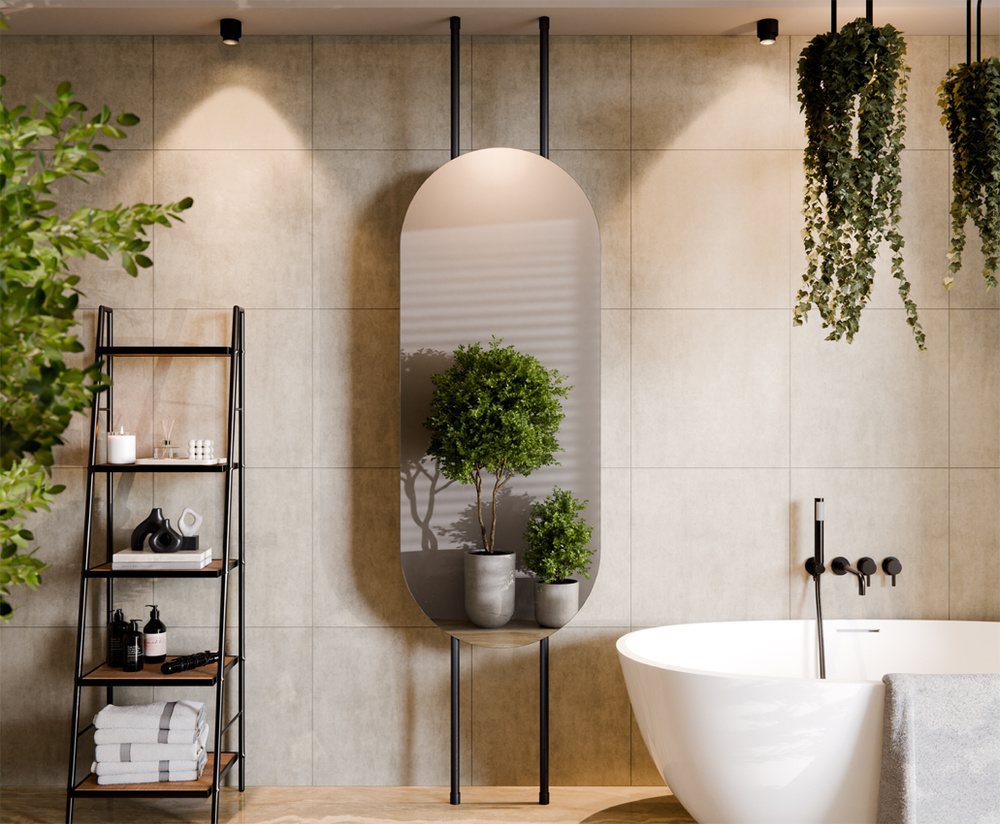 Lustro Owalne Na 2 Rurkach Szlif 150 x 60 GAJA