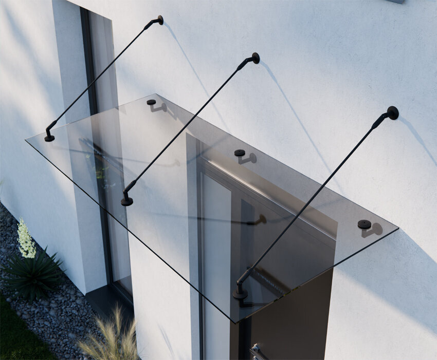 Daszek Szklany Zadaszenie Nad Drzwi 200X90 Czarny