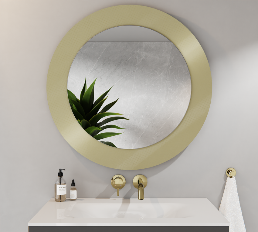 Silver Round Mirror 60cm Ornamental Glass Black Flutez 80cm ISMENA