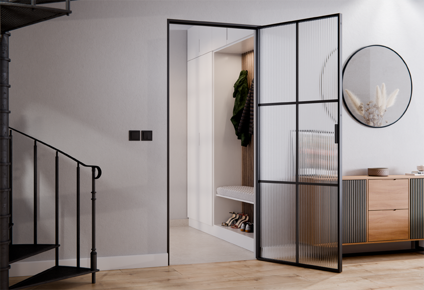 Drzwi Aluminiowe Slim MAGNETIC Loft Komplet z Ościeżnica 6 Pól