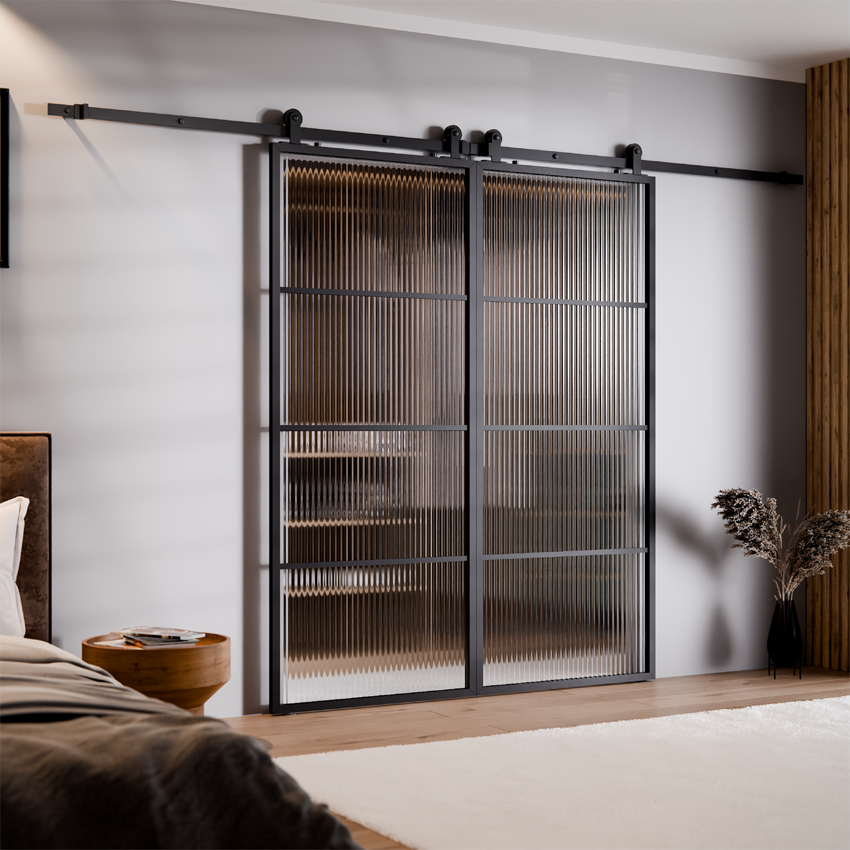 DRZWI PRZESUWNE BALDUR PODWÓJNE ALUMINIUM LOFT 4 POLA