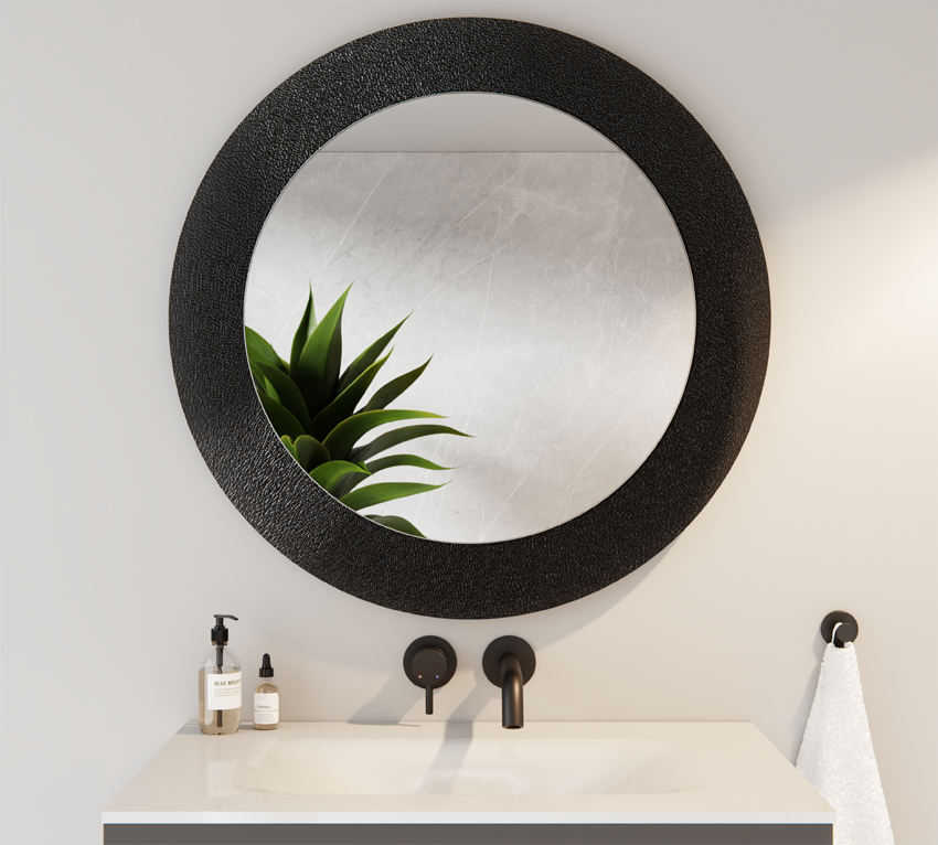 Lustro Okrągłe Srebrne 60cm Szkło Milenium Czarne 80cm SELENA