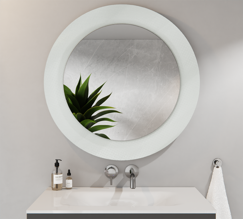 Lustro Okrągłe Srebrne 60cm Szkło Master Care Białe 80cm MARCELINA