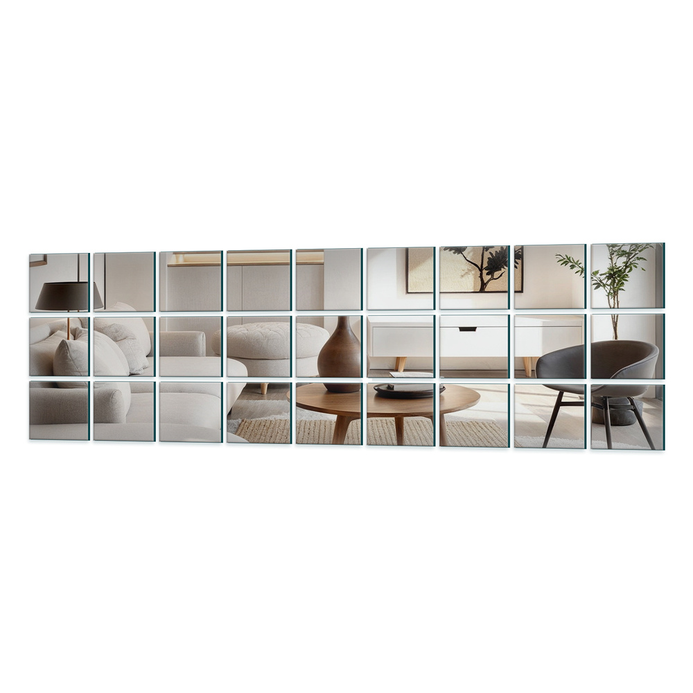 Płytka Lustrzana - 20x20 Komplet 27szt. Szlif Srebrne