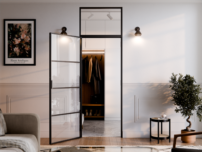 Drzwi jednoskrzydłowe LOFT Magnetic z naświetlem górnym LUMINARE