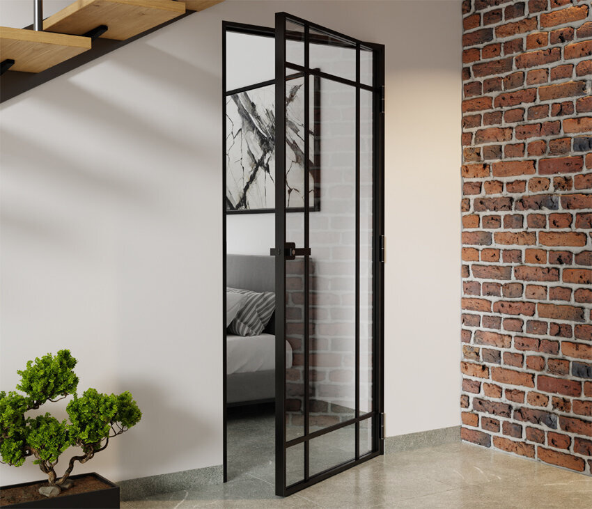 ♥ Drzwi Aluminiowe Float Slim Loft Komplet z Ościeżnica Prawe 9 Pól 880x2080mm ♥ Sito ♥