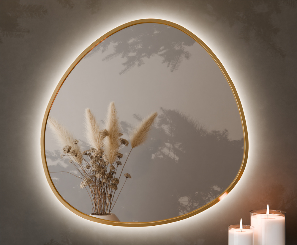 LUSTRO LED NIEREGULARNE PLAMA ADAMIT RAMA ZŁOTE 60X60