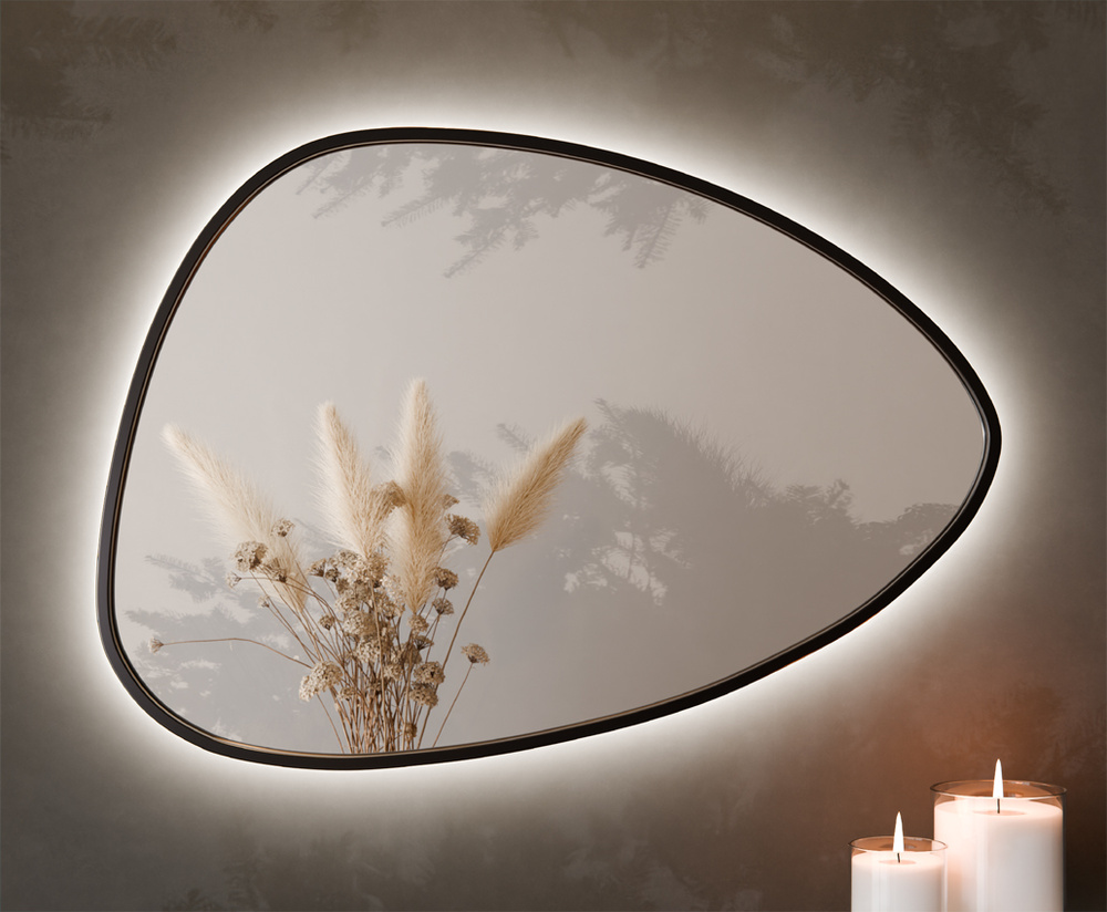 LUSTRO LED NIEREGULARNE PLAMA AMAZONIT RAMA CZARNA 50X70