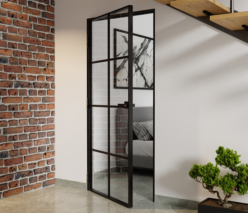 ♥ Drzwi Aluminiowe Float Slim Loft Komplet z Ościeżnica Lewe 8 Pól 880x2080mm ♥ Sito ♥