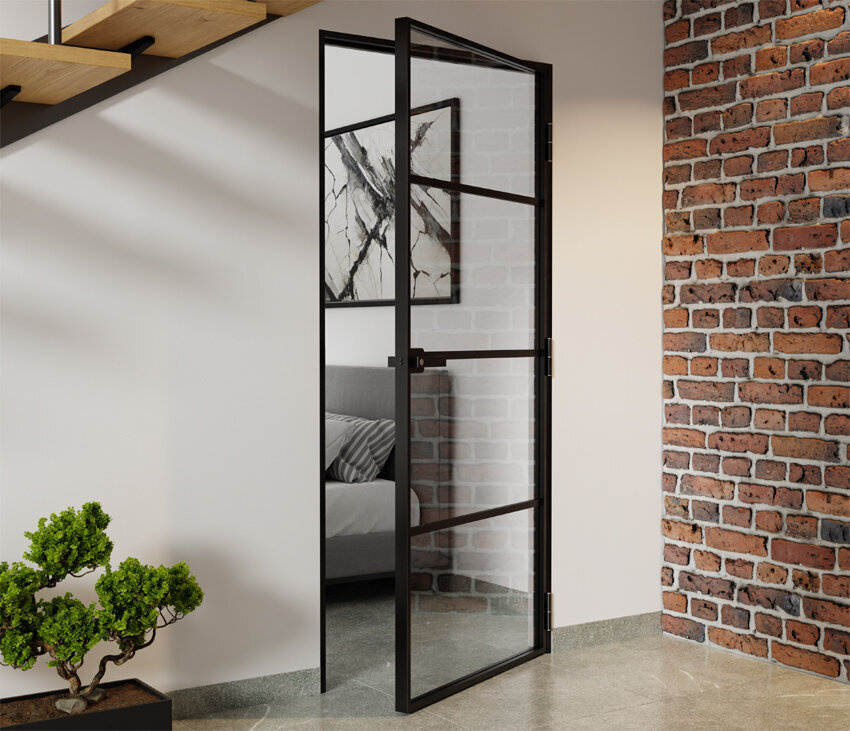 ♥ Drzwi Aluminiowe Float Slim Loft Komplet z Ościeżnica Prawe 4 Pola 880x2080mm ♥ Sito ♥