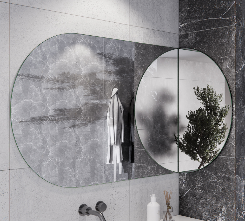 MIRROR ROUNDED CORNERS SANDBLASTED LED OSKAR