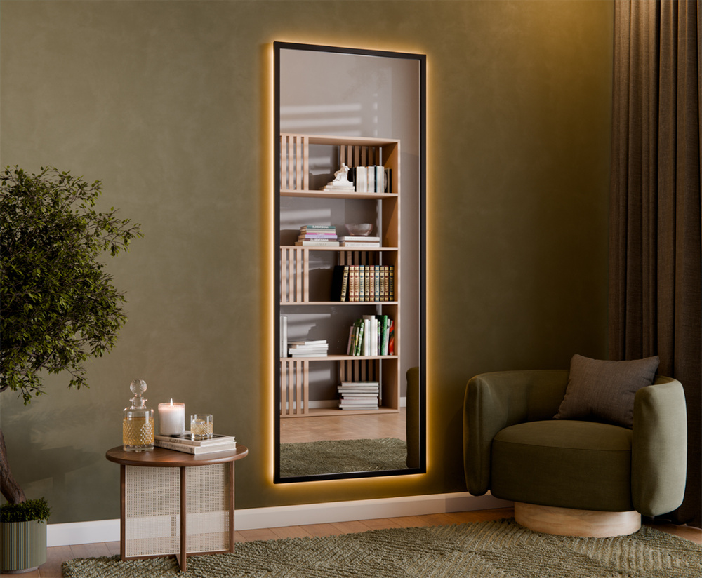 LUSTRO KAROL RAMA ALUMINIUM SZEROKA CZARNA LED