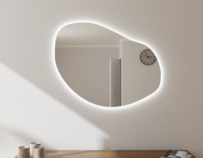 Lustro Kształt Nieregularny Organiczne Plama Led 70x56 TOP