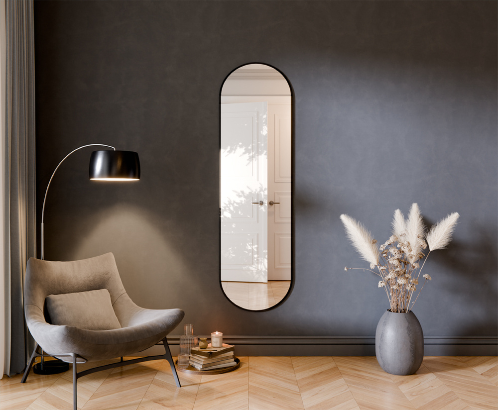 Semi-oval Wall Portal Mirror 50x70 Sandblasted LED Sephora