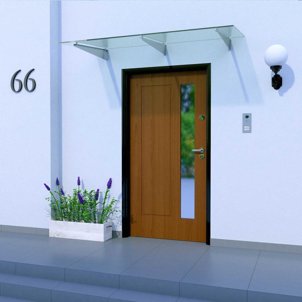 Daszek Szklany Zadaszenie Nad Drzwi 200x90 INOX PODPORY