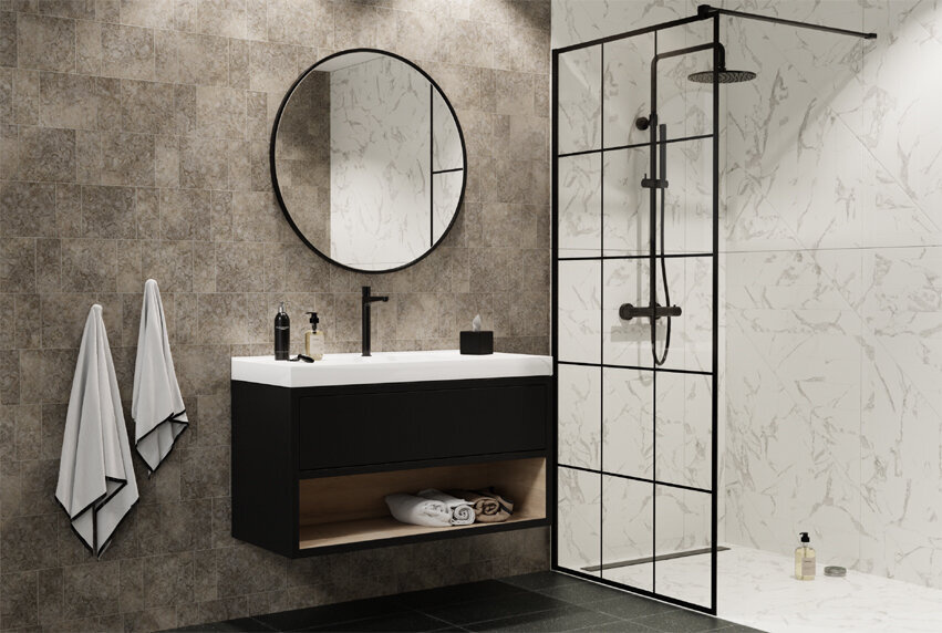 Lustro Okrągłe Ścienne Loft W Czarnej Ramie JULIA