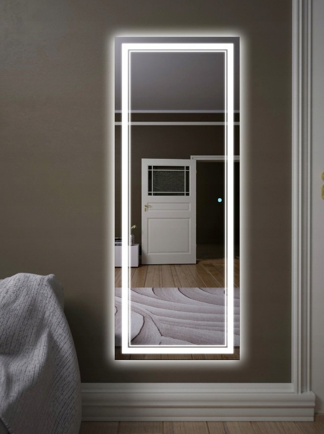 Lustro LED 60x160 Piaskowane w Pionie Włącznik Dotykowy HADES