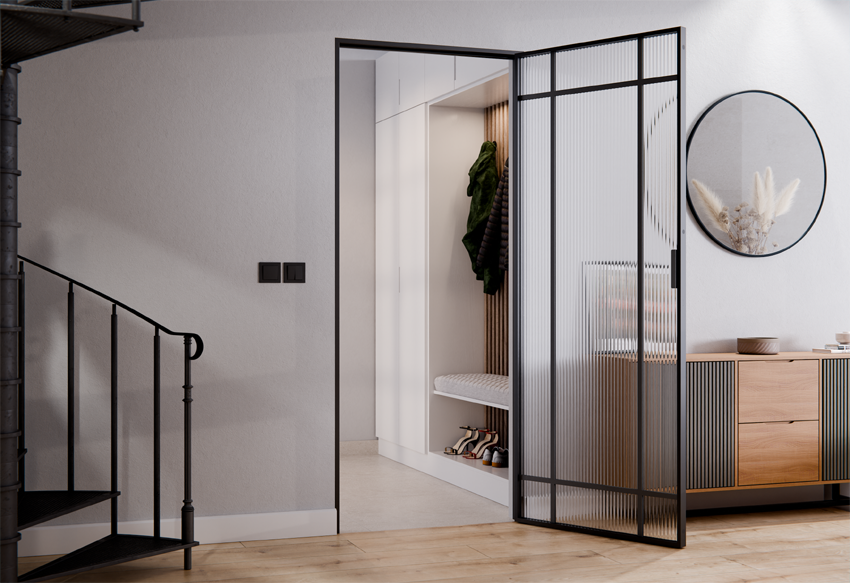 Drzwi Aluminiowe Slim MAGNETIC Loft Komplet z Ościeżnica 9 Pól