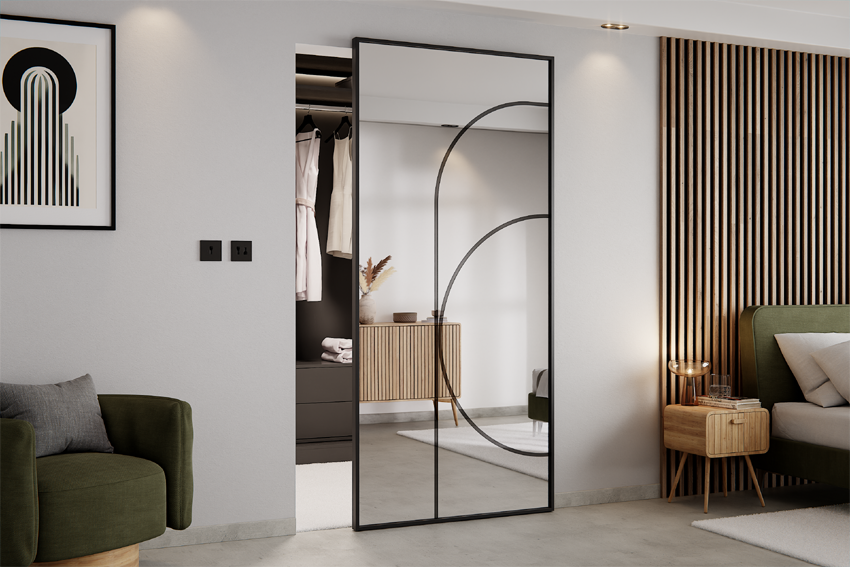 Drzwi Aluminiowe Przesuwne z Ukrytym Systemem Przesuwnym Lamele Łuk 6 MODI