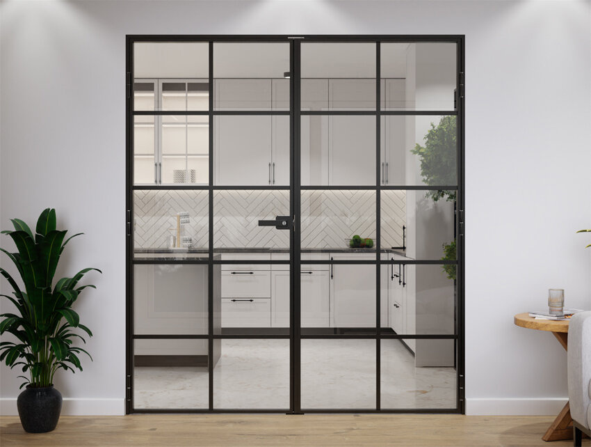 Drzwi Podwójne Aluminiowe Slim Loft 10 Pól Komplet z Ościeżnica