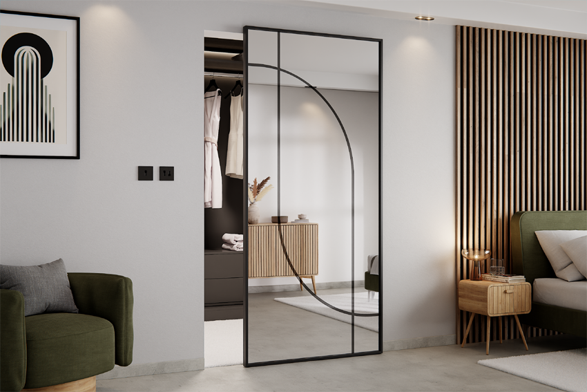 Drzwi Aluminiowe Przesuwne z Ukrytym Systemem Przesuwnym Lamele Łuk 4 MODI