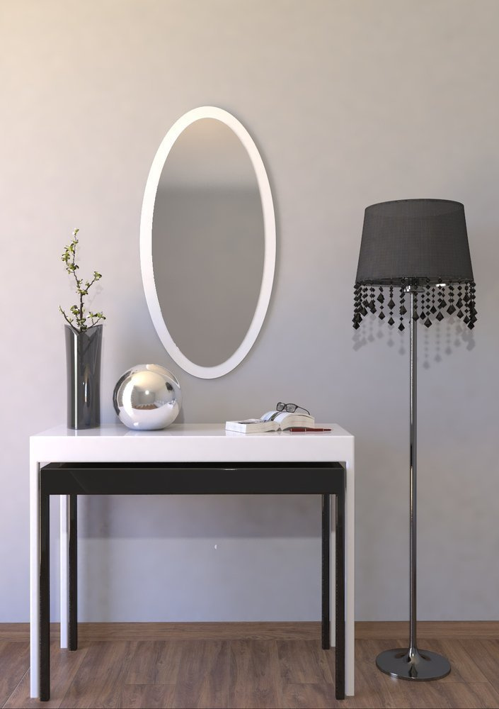 ♥ LUSTRO OWAL DOMINIKA BIAŁE 120X60 SREBRNE 110x50 ♥