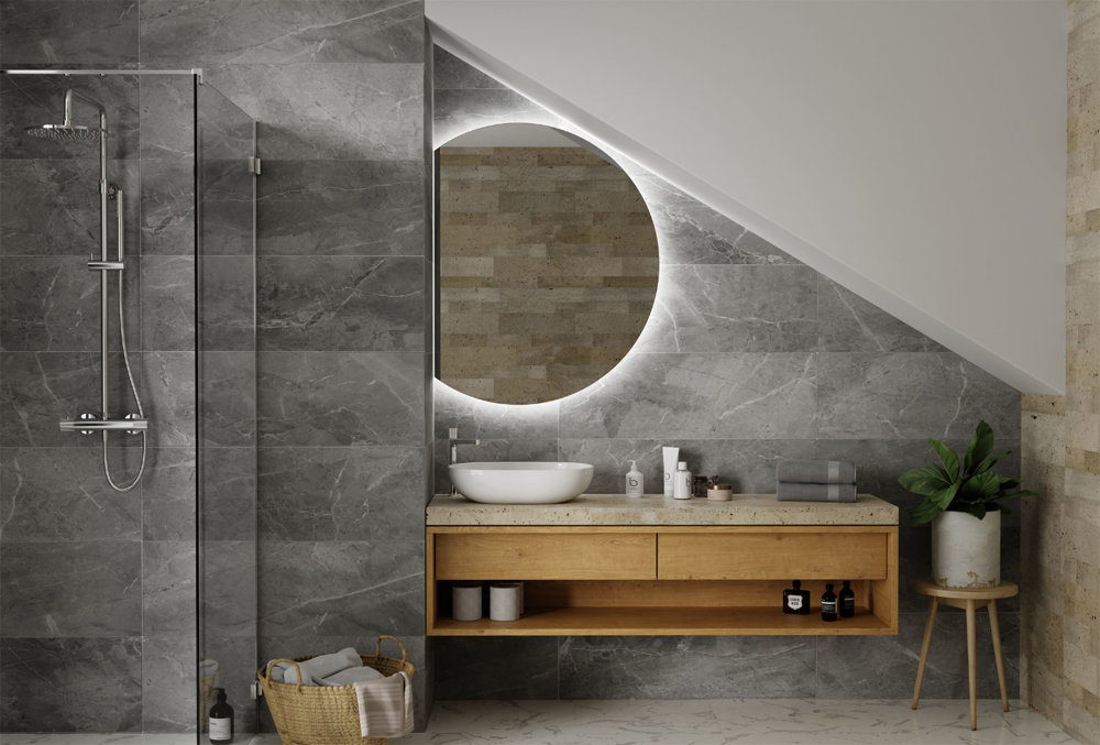 ♥ LUSTRO OKRĄGŁE ŚCIENNE SZLIF LED ŚCIĘTE 70CM (-20 CM) ♥