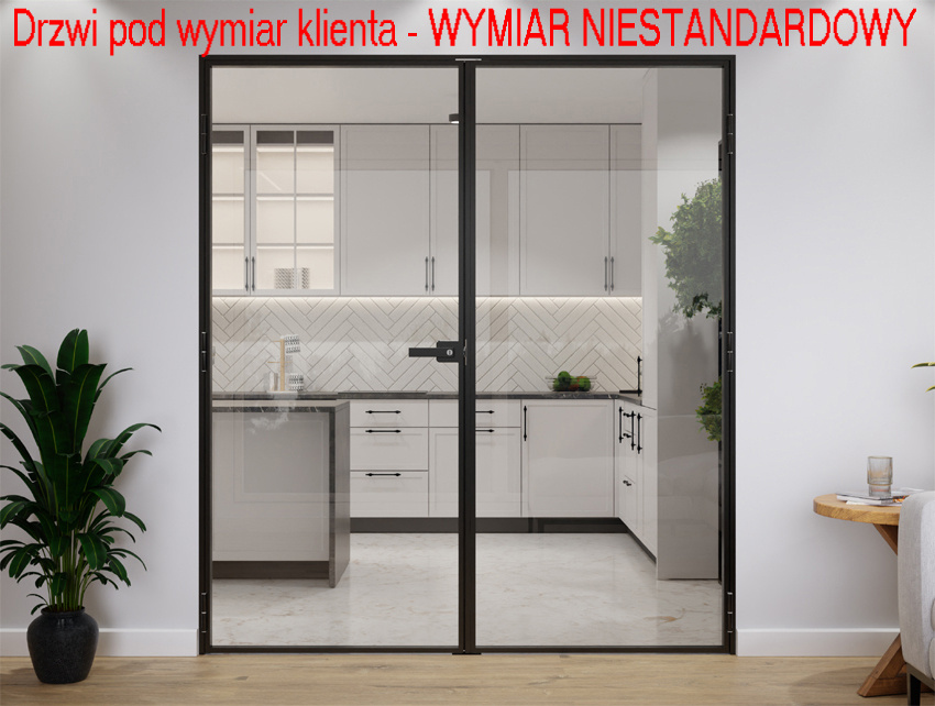 Drzwi Podwójne Aluminiowe Slim Loft Komplet z Ościeżnica Pod Wymiar Klienta