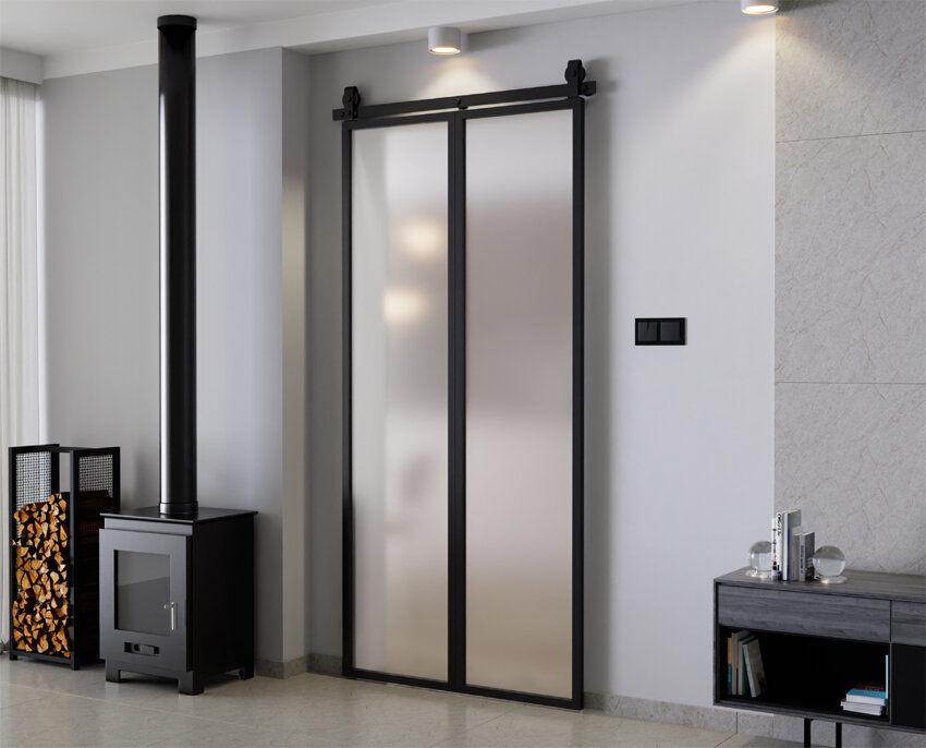 Drzwi Przesuwne Harmonijkowe Aluminium LOFT Satyna LOKI