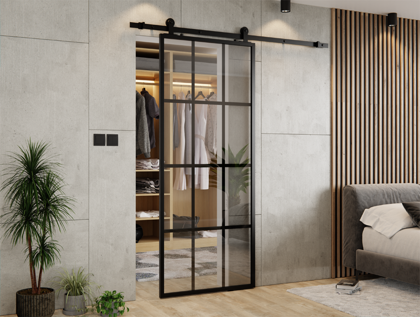 DRZWI PRZESUWNE BALDUR 100X210 ALUMINIUM LOFT FLOAT 12 PÓL Sito