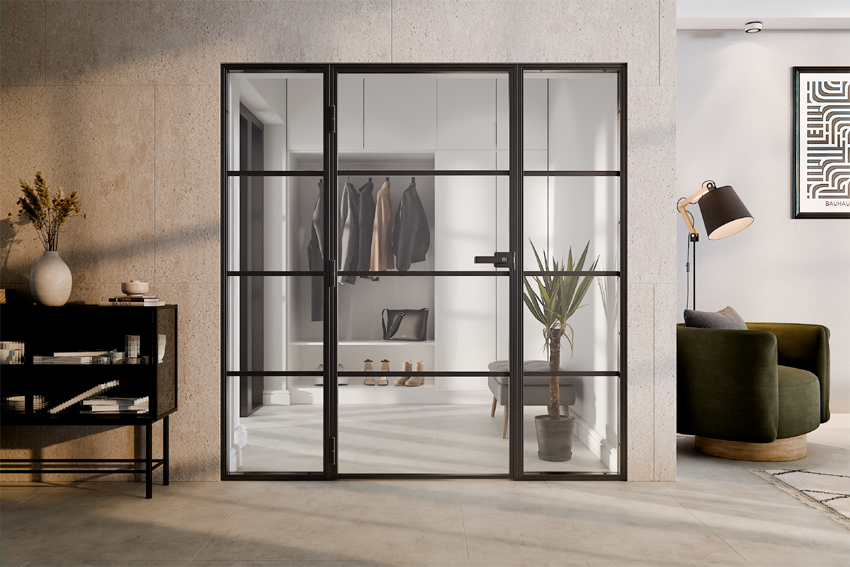 Drzwi jednoskrzydłowe LOFT z naświetleniami bocznymi Symetryczne LUMINARE