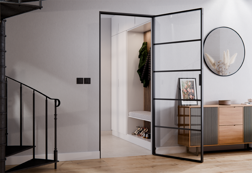 Drzwi Aluminiowe Slim MAGNETIC Loft Komplet z Ościeżnica 5 Pól