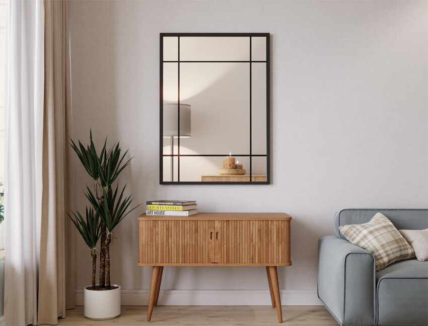 LUSTRO SREBRNE SZPROS LOFT 9 ASYMETRYCZNY MAL 69x95