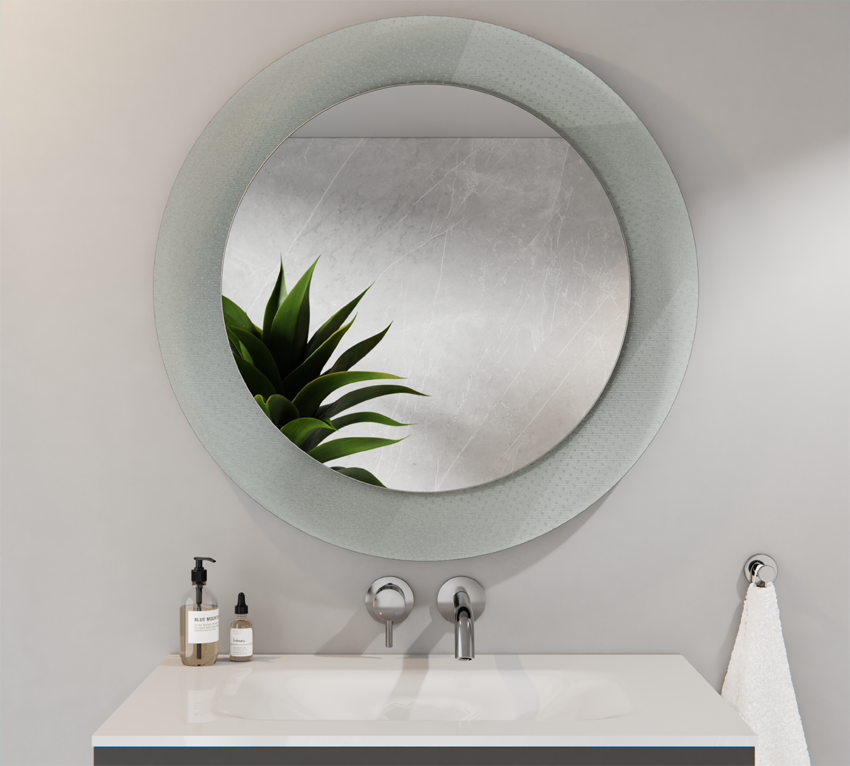 Lustro Okrągłe Srebrne 60cm Szkło Ornamentowe Master Care 80cm MARCELINA