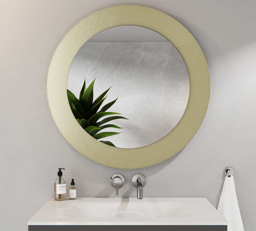 Silver Round Mirror 60cm Ornamental Glass Black Flutez 80cm ISMENA