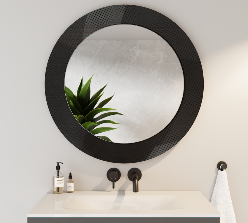 Lustro Okrągłe Srebrne 60cm Szkło Master Care Czarne 80cm MARCELINA